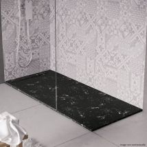 Cosyneo - Receveur de douche en pierre naturelle extra plat à poser 80x180cm - blanc et noir marbre - origine