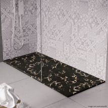 Cosyneo - Receveur de douche en pierre naturelle extra plat à poser 90x100cm - noir marble - origine