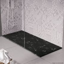 Cosyneo - Receveur de douche en pierre naturelle extra plat à poser 90x150cm - blanc et noir marbre - origine
