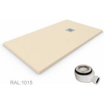Receveur de douche en Résine extra-plat quartz. Texture Ardoise. Beige ral: 1015 80X140CM
