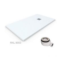 Decohor - Receveur de douche en Résine extra-plat quartz. Texture Ardoise. Blanc ral: 9003 90X90CM