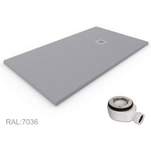 Receveur de douche en Résine extra-plat quartz. Texture Ardoise. Gris béton ral: 7037 90X190CM