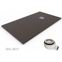 Decohor - Receveur de douche en Résine extra-plat quartz. Texture Ardoise. Marron chocolat ral: 8017 90X130CM