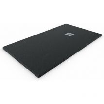 Receveur de douche en résine extra-plate ALLSTONE - Toutes les tailles - 6 couleurs - Bonde et grille cadeau - Noir Ral. 9005 75X90 CM