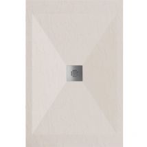 Receveur de douche 80x200 cm extra plat dexa en résine surface ardoisée beige Grille inox