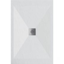 Receveur de douche 90x190 cm extra plat dexa en résine surface ardoisée blanc Grille inox