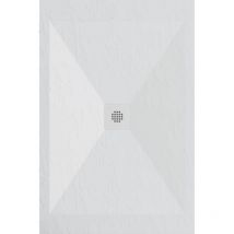 Receveur de douche 80x90 cm extra plat dexa en résine surface ardoisée blanc Grille blanche
