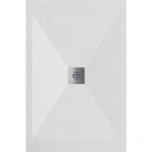 Stano. - Receveur de douche 80x130 cm extra plat dexa en résine surface ardoisée blanc Grille inox