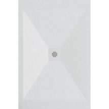 Stano. - Receveur de douche 80x100 cm extra plat dexa en résine surface ardoisée blanc Grille blanche