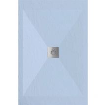 Receveur de douche 70x140 cm extra plat dexa en résine surface ardoisée gris cendre Grille inox