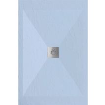Receveur de douche 90x200 cm extra plat dexa en résine surface ardoisée gris cendre Grille inox