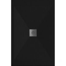 Stano. - Receveur de douche 70x120 cm extra plat dexa en résine surface ardoisée noir Grille inox