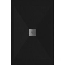 Stano. - Receveur de douche 70x70 cm extra plat dexa en résine surface ardoisée noir Grille inox