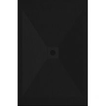 Stano. - Receveur de douche 80x180 cm extra plat dexa en résine surface ardoisée noir Grille noire