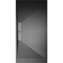 Receveur de douche 90x210 cm extra plat edis en résine surface ardoisée anthracite Grille inox