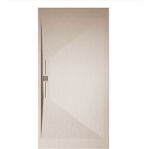 Mirlo - Receveur de douche 90x120 cm extra plat edis en résine surface ardoisée beige Grille beige