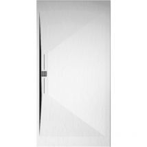 Receveur de douche 80x150 cm extra plat edis en résine surface ardoisée blanc Grille inox