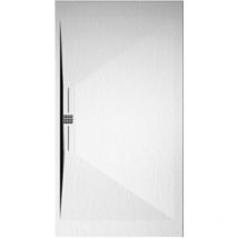 Receveur de douche 70x180 cm extra plat edis en résine surface ardoisée blanc Grille blanche