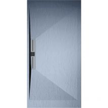 Receveur de douche 90x100 cm extra plat edis en résine surface ardoisée gris cendre Grille gris cendre