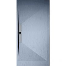 Receveur de douche 90x210 cm extra plat edis en résine surface ardoisée gris cendre Grille inox