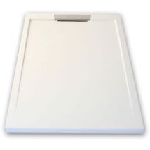 Receveur de douche 80x120cm extra plat LUX en résine surface ardoisée blanc