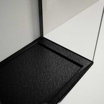 Mirlo - Receveur de douche 80x110cm extra plat lux en résine surface ardoisée noir
