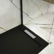 Mirlo - Receveur de douche 80x140cm extra plat lux en résine surface ardoisée noir