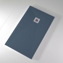 Receveur de douche 80x110 cm extra plat onda en résine surface ardoisée anthracite Grille inox