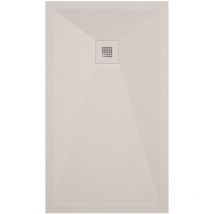Mirlo - Receveur de douche 100x150 cm extra plat onda en résine surface ardoisée beige Grille beige
