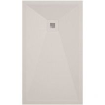 Mirlo - Receveur de douche 90x160 cm extra plat onda en résine surface ardoisée beige Grille beige