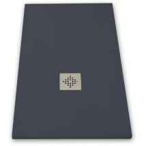 Receveur de douche 70 x 80 cm extra plat pure en résine surface ardoisée anthracite Grille inox