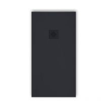 Mirlo - Receveur de douche 100 x 110 cm extra plat pure en résine surface ardoisée anthracite Grille anthracite