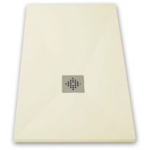 Receveur de douche 80 x 120 cm extra plat pure en résine surface ardoisée beige Grille inox