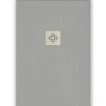 Mirlo - Receveur de douche 70 x 100 cm extra plat pure en résine surface ardoisée gris Grille inox