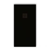 Receveur de douche 80 x 190 cm extra plat pure en résine surface ardoisée noir Grille noire