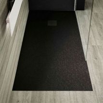 Receveur de douche 70 x 190 cm extra plat pure en résine surface ardoisée noir Grille noire
