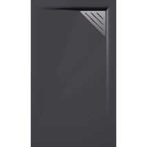 Receveur de douche 90x190 cm extra plat TRINITY anthracite en résine minérale grille à Gauche