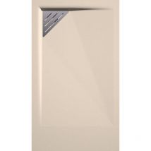 Receveur de douche 80x100 cm extra plat TRINITY beige en résine minérale grille à Gauche