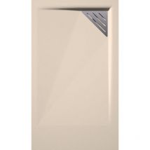 Mirlo - Receveur de douche 90x90 cm extra plat trinity beige en résine minérale grille à Gauche