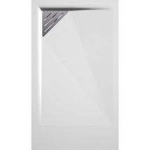 Receveur de douche 90x170 cm extra plat trinity blanc en résine minérale grille à Gauche