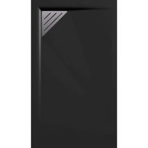 Receveur de douche 90x120 cm extra plat trinity noir en résine minérale grille à Gauche