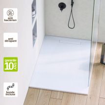 Resigres - Receveur de douche extraplat adicional - Texture Pizarra en Mineral Polyester Blanc - L120l80h2,8cm - résigrès