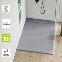 Resigres - Receveur de douche extraplat adicional - Texture Pizarra en Mineral Polyester Gris - L100l140h2,8cm - résigrès