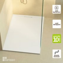Lavaberg - Receveur de douche extraplat ragnar - Texture Ardoise en Mineral Composite Blanc - L200l80h3cm by Sanizeo
