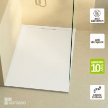 Lavaberg - Receveur de douche extraplat ragnar - Texture Ardoise en Mineral Composite Blanc - L100l80h3cm by Sanizeo