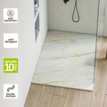 Resigres - Receveur de douche extraplat marmoleado - Texture Pizarra Impression Marbre Calacata Gold - L140l100h2,6cm - résigrès