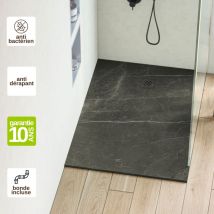 Receveur De Douche Extraplat 80x120x2,6cm – Impression Marquina En Résine Minérale - Antidérapant - Résigrès