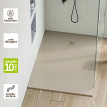 Resigres - Receveur de douche extraplat minimo - Texture Pizarra en Mineral Polyester Beige - L130l80h2,6cm - résigrès