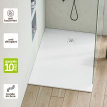Receveur De Douche Extraplat 70x100x2,6cm Blanc En Résine Minérale – Antidérapant, Texture Ardoise - Minimo Résigrès