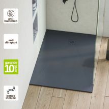 Resigres - Receveur de douche extraplat minimo - Texture Pizarra en Mineral Polyester Graphite - L100l130h2,6cm - résigrès